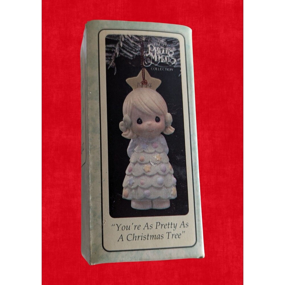 Vintage Precious Moments Ornament 1994 You're Pretty As A Christmas Tree Enesco